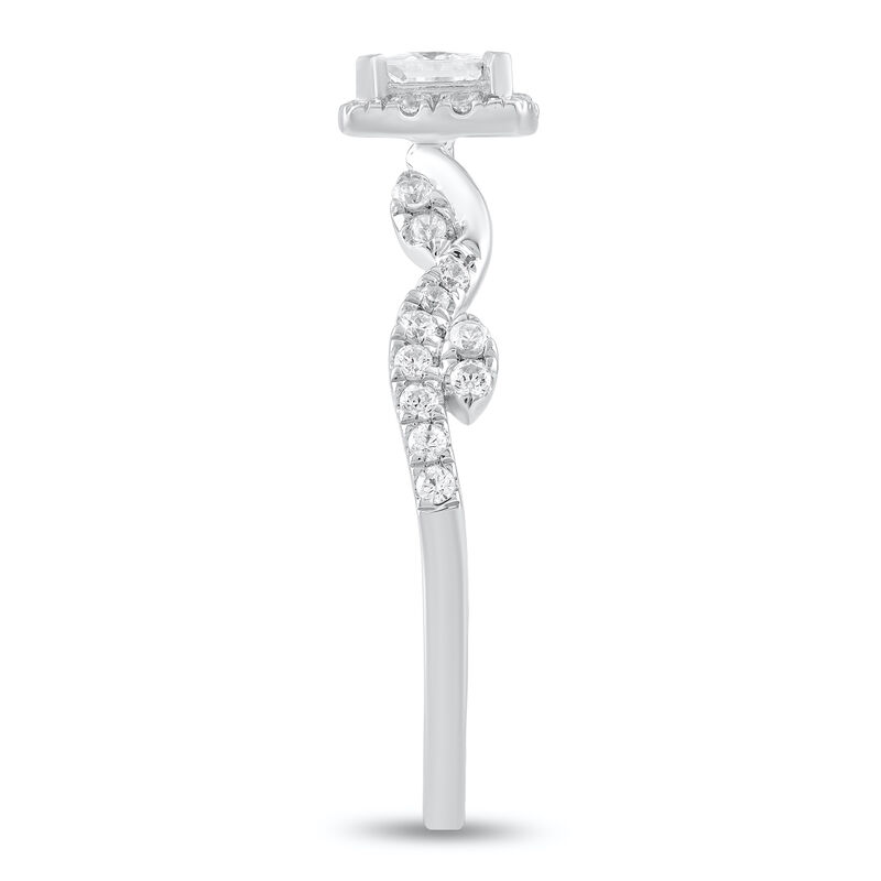 Pear Shaped Natural Diamond 1/8ctw. Halo Twist Engagement Ring in 14k White Gold image number null