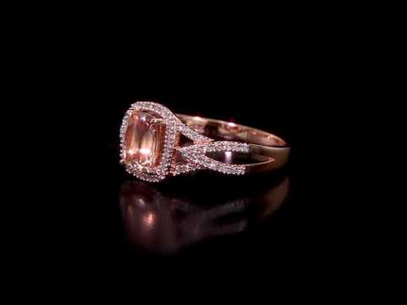 Elongated Cushion-Cut Morganite & Diamond Halo Engagement Ring in 10k Rose Gold image number null