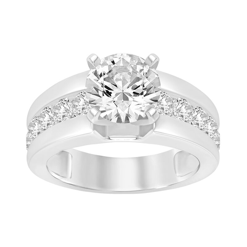 Brilliant-Cut Lab Grown 3ctw. Diamond Wide Cathedral Engagement Ring in 14k White Gold image number null