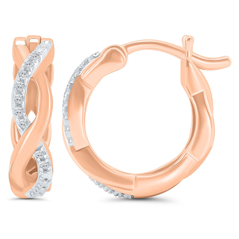 .05ctw. Diamond Twist Hoop Earrings in 10k Rose Gold image number null