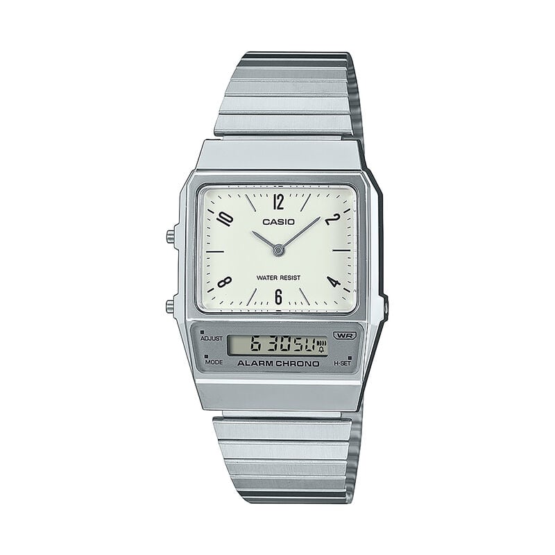 Casio Vintage Silver Tone Stainless Steel Retro Dial AQ800 image number null