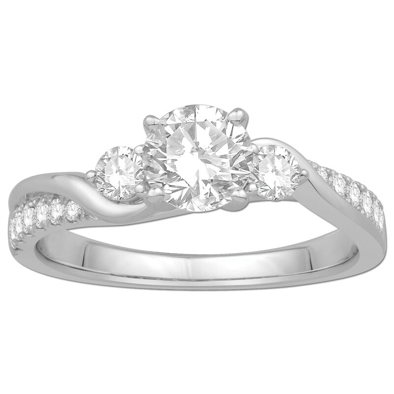 Brilliant-Cut 3/8ctw. Diamond Three Stone Twist Ring Setting in 14k White Gold image number null