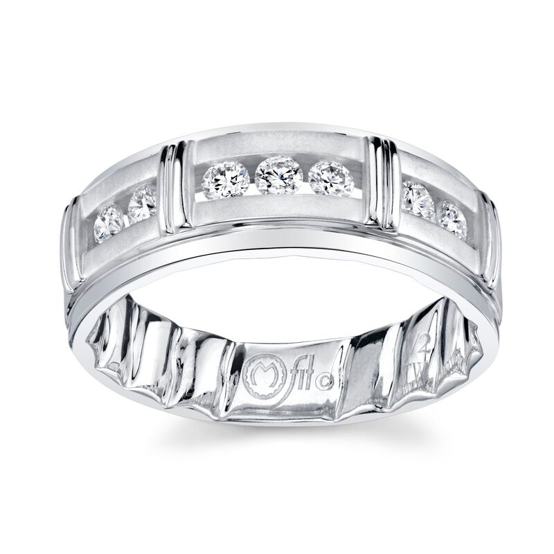Men's MFIT Diamond Station Wedding Band ½ctw. in 14k White Gold image number null