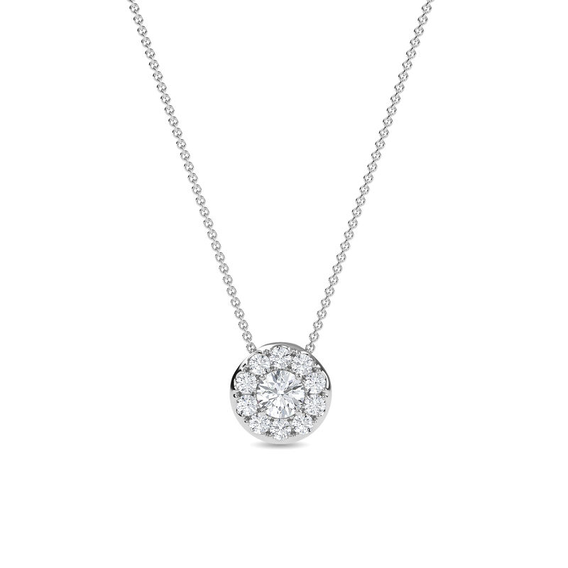 Brilliant-Cut 1 1/4ctw. Lab Grown Diamond Halo Pendant in 14k White Gold image number null