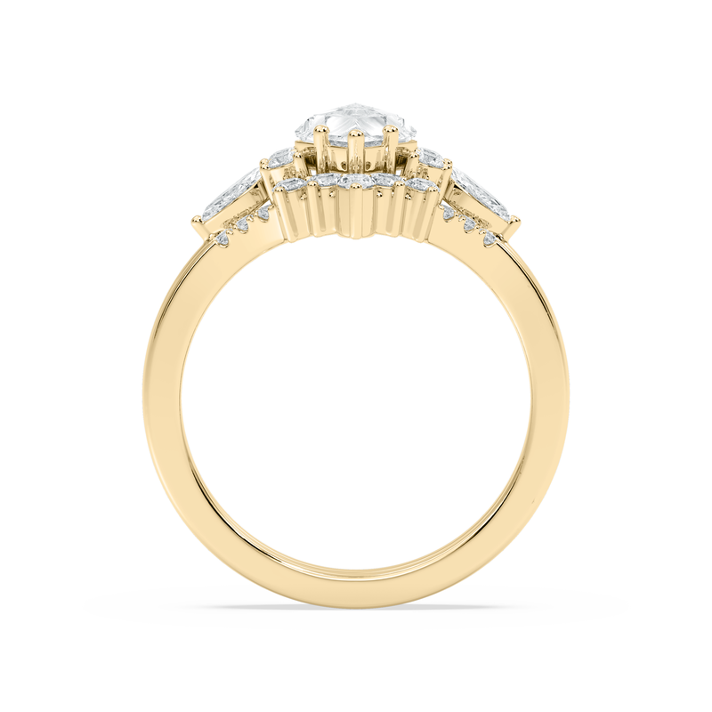Kite and Marquise Lab Grown Diamond 1 1/2ctw. Diamond Accent Bridal Set in 14k Yellow Gold image number null