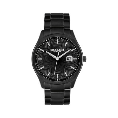 Coach Men's Oliver Black Textured Dial Black IP Stainless Steel Bracelet 41mm Watch 14602754