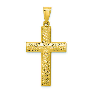 Reversible Polished Cross Charm in 14k Yellow Gold