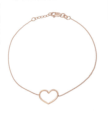 Open Heart Adjustable Bracelet in 14k Rose Gold
