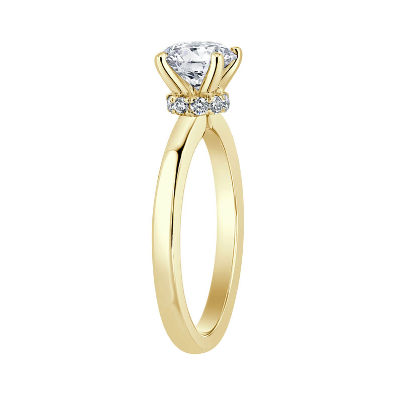 Brilliant-Cut Lab Grown 1ct. EF VS Diamond Ribbon Halo Solitaire Engagement Ring in 14k Yellow Gold image number null