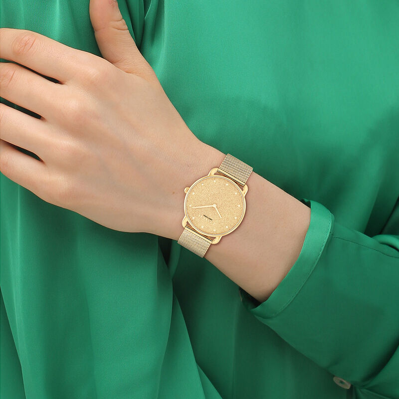 Coach Ladies Yellow Glittery Dial Shimmer Mesh 36mm Watch 14504553 image number null