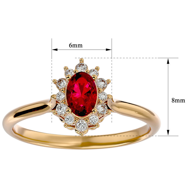 Oval-Cut Ruby & Diamond Halo Ring in 14k Yellow Gold image number null