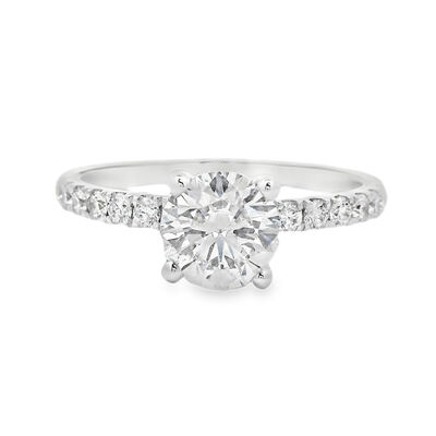Brilliant-Cut 1 3/8ctw. Diamond Hidden Halo Classic Shank Engagement Ring in 14k White Gold