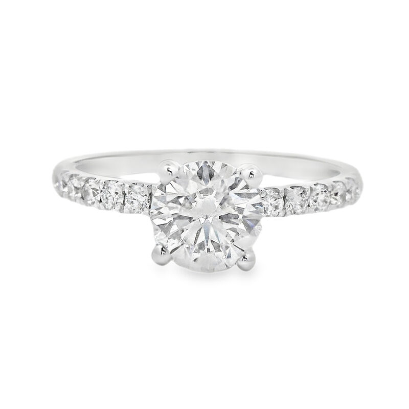 Brilliant-Cut 1 3/8ctw. Diamond Hidden Halo Classic Shank Engagement Ring in 14k White Gold image number null
