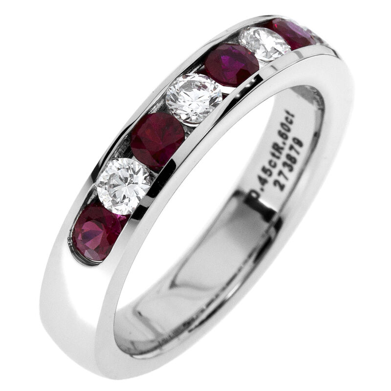Diamond & Ruby Channel Set 0.55ctw. Band in 14k White Gold image number null