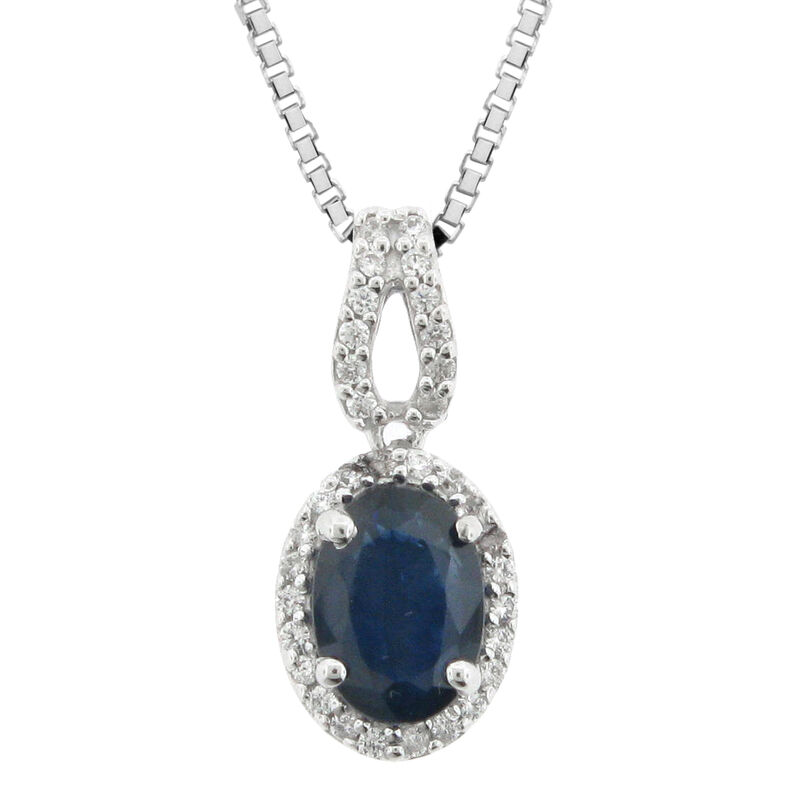 Sapphire and Diamond Pendant in 10K White Gold image number null