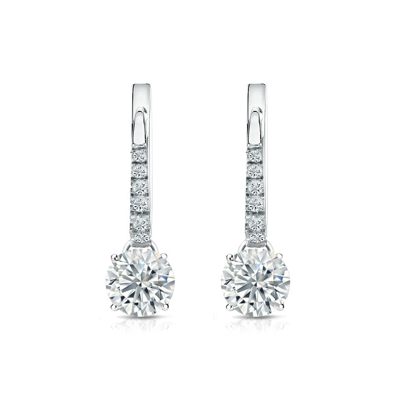 Diamond 1ctw. 4-Prong Round Drop Earrings in 18k White Gold SI1 Clarity image number null