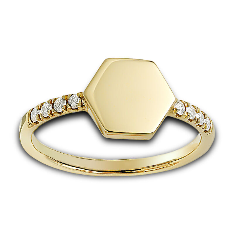 Hexagon Signet Fashion Ring 0.10ctw. In 10k Yellow Gold  image number null