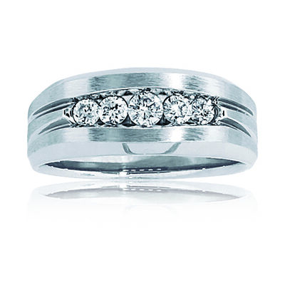 Men's 1/2ctw. Diamond & 10k White Gold Wedding Ring
