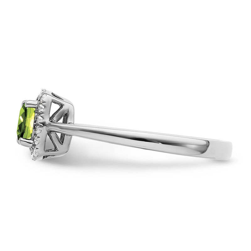 Cushion-Cut Peridot & Diamond Halo Ring in Sterling Silver image number null