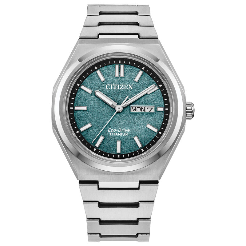 Citizen Men's Super Titanium Eco Drive Green Dial Titanium 39mm Watch AW0130-85X image number null