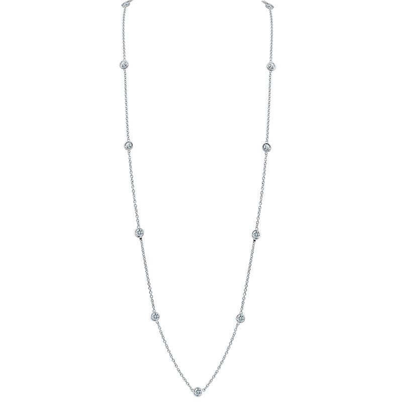 Diamond By The Yard 1ctw Necklace 18" in 14k White Gold image number null