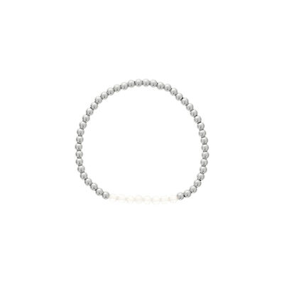 Clear Quartz Birthstone Beaded Bracelet in Sterling Silver