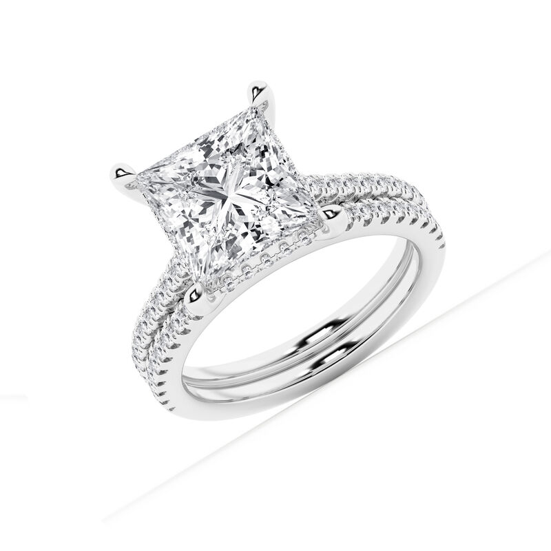 Princess Cut Lab Grown Diamond 5 5/8ctw. Classic Engagement Ring in 14k White Gold image number null