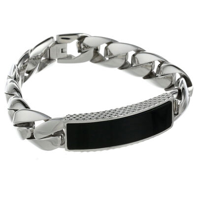 Men's Stainless Steel Black Onyx Bracelet