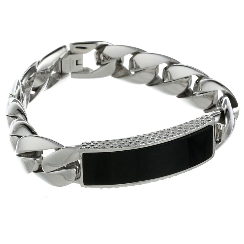 Men's Stainless Steel Black Onyx Bracelet image number null