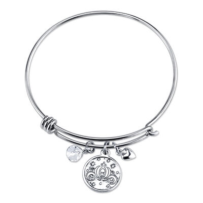DISNEY© Cinderella Keep Believing Expandable Sterling Silver Bangle