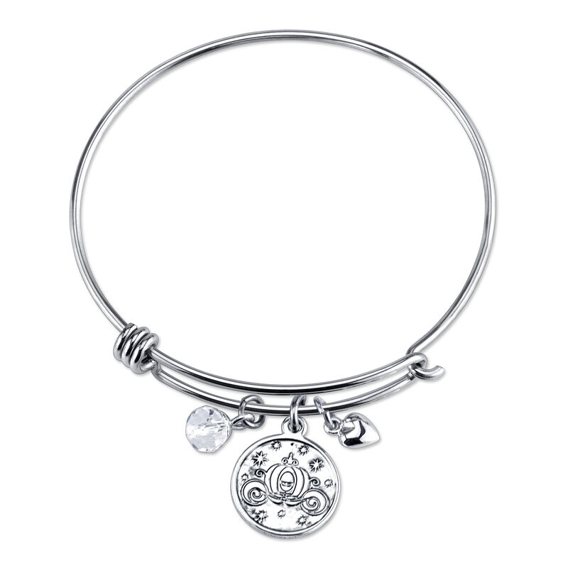 DISNEY© Cinderella Keep Believing Expandable Sterling Silver Bangle image number null