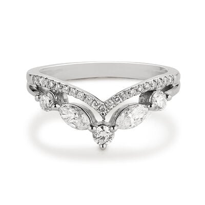 Lab Grown Diamond 3/4ctw. Marquise Contour & 14k White Gold Anniversary Ring