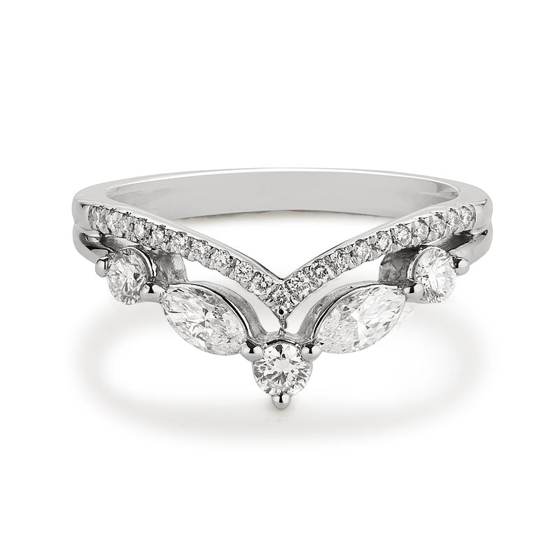 Lab Grown Diamond 3/4ctw. Marquise Contour & 14k White Gold Anniversary Ring image number null