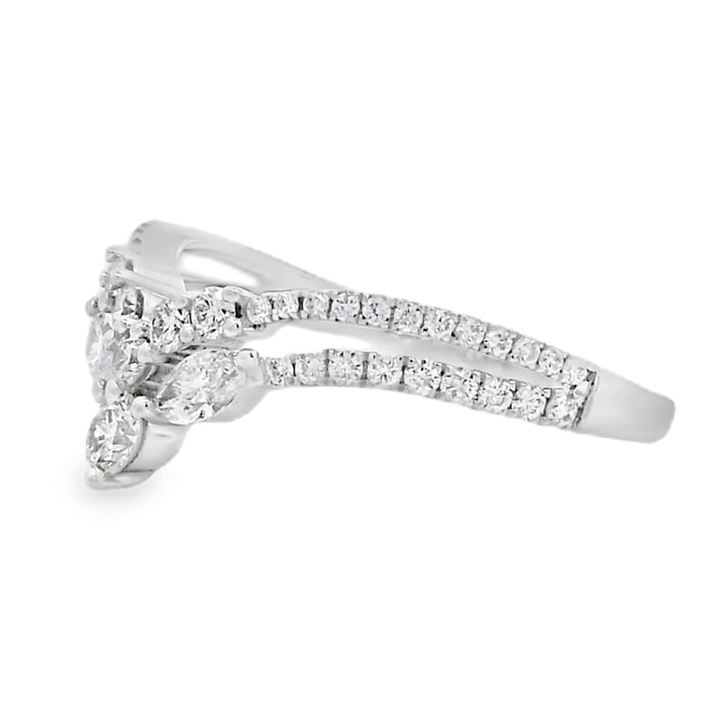 Diamond 5/8ctw. Marquise Contour & 14k White Gold Anniversary Ring image number null