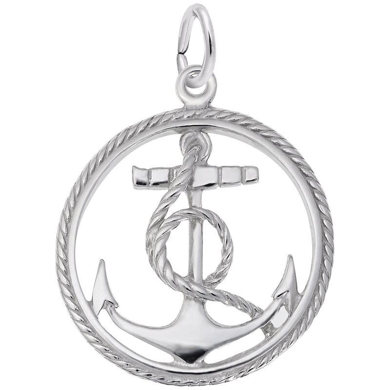 Rope Circle Anchor Charm in Sterling Silver image number null
