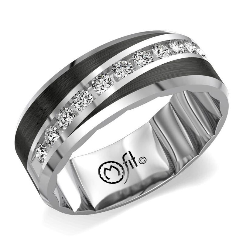 Men's MFIT 11-Stone 1/2ctw. Diamond Band in 10k White Gold with Black Ceramic image number null