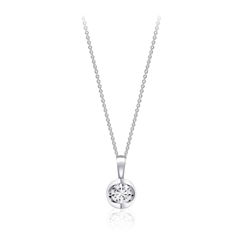 Brilliant-Cut Lab Grown 1ct. FG VS Lab Grown Diamond Half Moon Pendant in 14k White Gold image number null