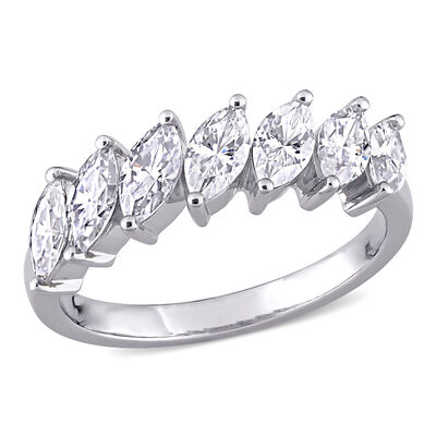 Created Moissanite Marquise-Cut Anniversary Band in 10k White Gold
