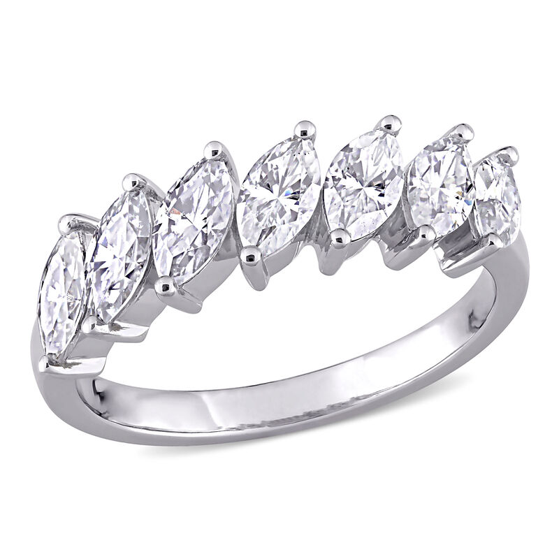 Created Moissanite Marquise-Cut Anniversary Band in 10k White Gold image number null