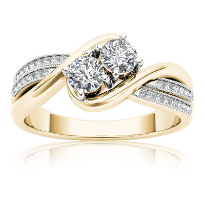 You & Me 1/2ct. Diamond 2-Stone Ring in 10k Yellow Gold