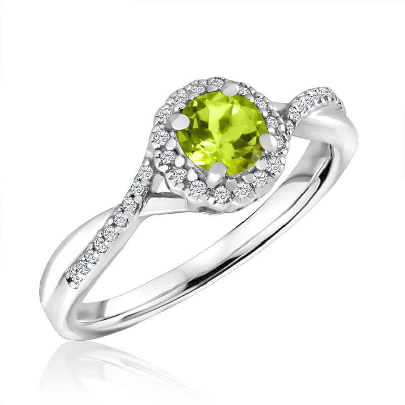 Round-Cut Peridot & Diamond Infinity Ring in Sterling Silver image number null
