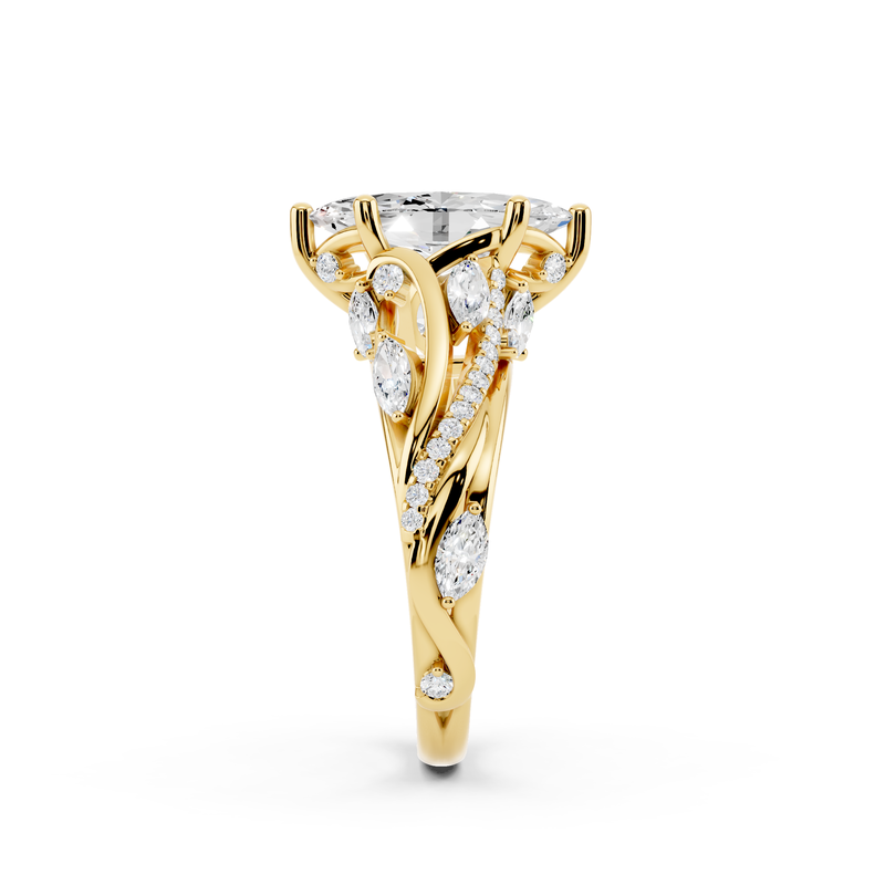 Marquise Lab Grown Diamond 2 1/2ctw. Floral Engagement Ring in 14k Yellow Gold image number null