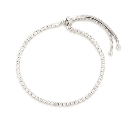 Round Crystal Bolo Fashion Bracelet in Sterling Silver