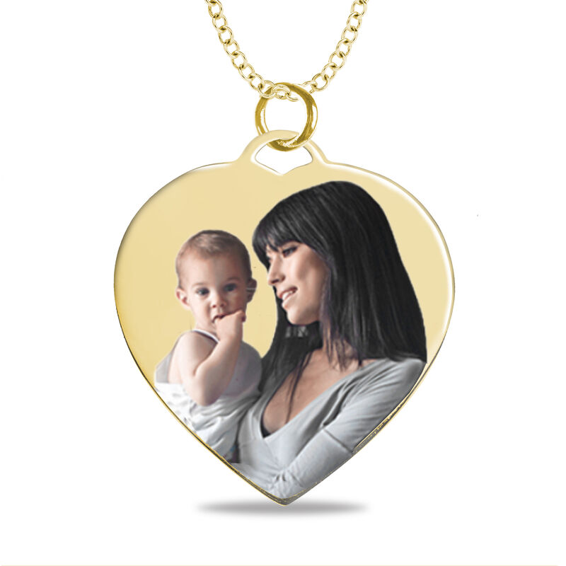 Medium Heart Photo Pendant in 10k Yellow Gold image number null