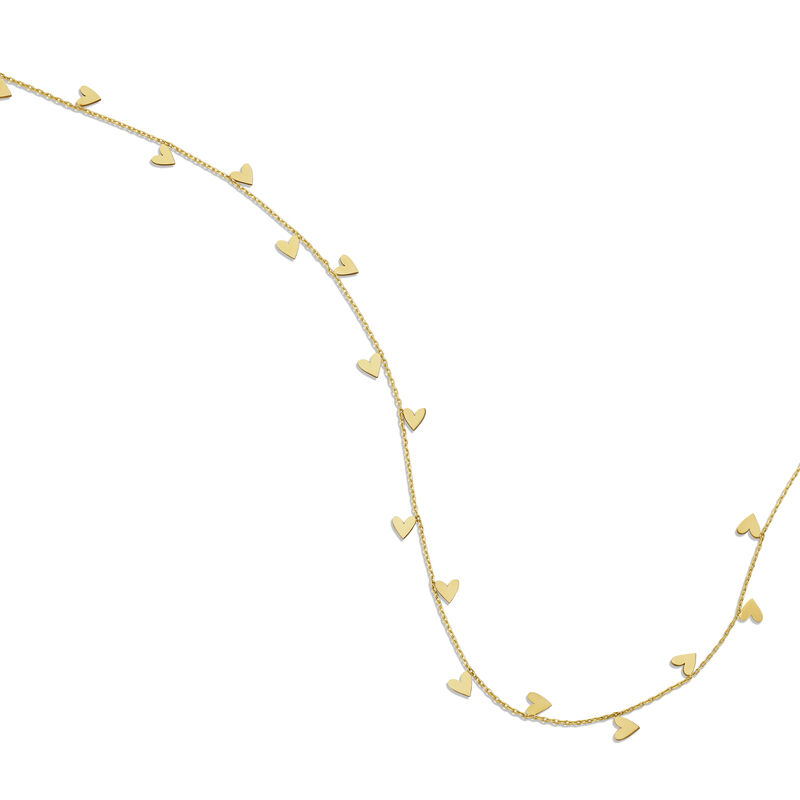 Dangling Hearts Necklace 18" in 14k Yellow Gold image number null