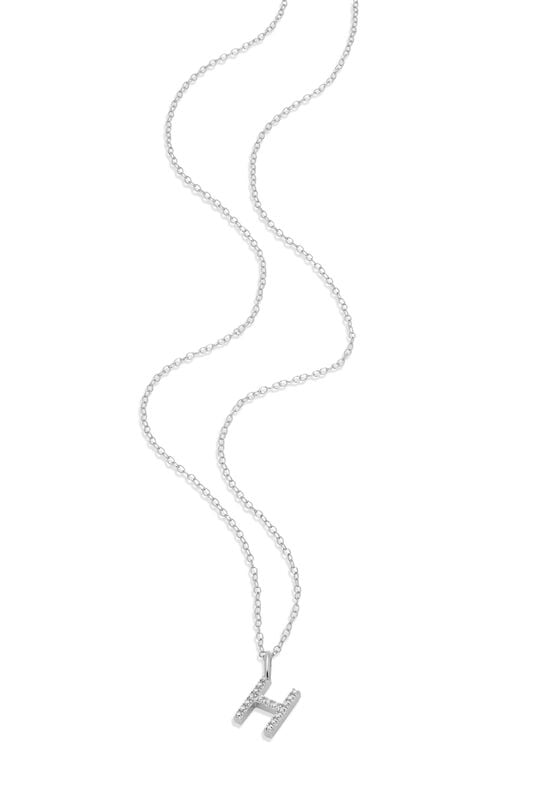 Lab Grown Diamond Letter H Initial Pendant Necklace in Sterling Silver image number null