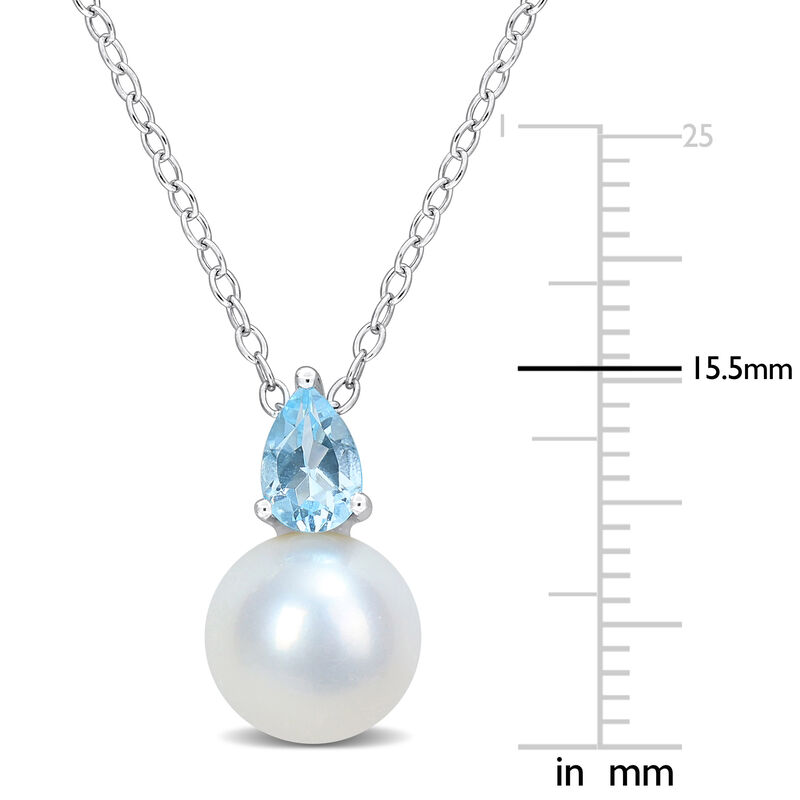 Sky Blue Topaz & Freshwater Cultured Pearl Necklace in Sterling Silver image number null