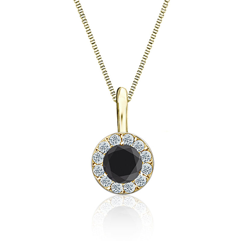 Black & White Diamond Halo ½ct. Pendant in 14k Yellow Gold image number null