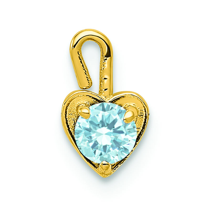 March Synthetic Birthstone Heart Charm in 14k Yellow Gold image number null
