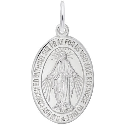 Miraculous Medal Charm in Sterling Silver